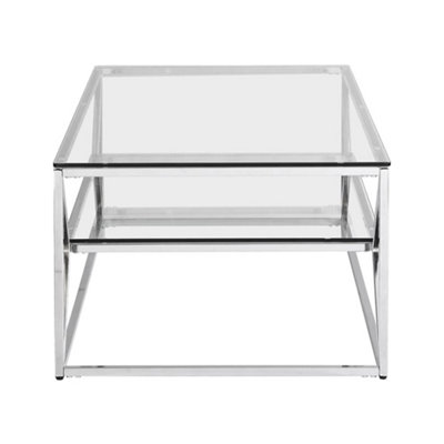 Balnain Clear Glass Coffee Table With Chrome Frame