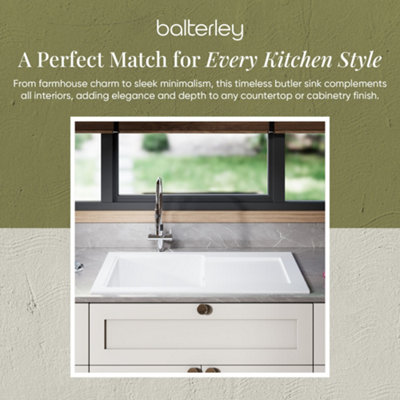 Balterley 101cm Inset Counter Top Single Bowl Fireclay Ceramic Kitchen ...