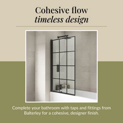 Balterley Black Framed Grid Hinged Reversible Shower Bath Screen 6mm ...