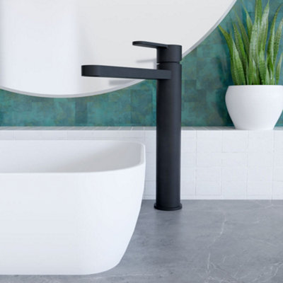 Balterley Consall Round High-Rise Mono Basin Mixer Tap - Matt Black