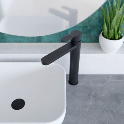 Balterley Consall Round High-Rise Mono Basin Mixer Tap - Matt Black