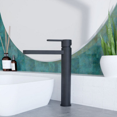 Balterley Consall Round High-Rise Mono Basin Mixer Tap - Matt Black