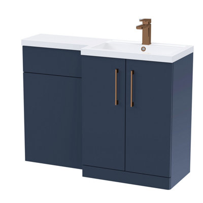 Balterley Dark Blue Bathroom Vanity Unit with Basin & WC, Brushed ...