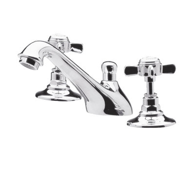 Balterley Hanchurch Traditional Crosshead 3 Tap Hole Basin Tap and Pop Up Waste - Chrome