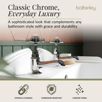 Balterley Hanchurch Traditional Crosshead Basin Taps - Chrome