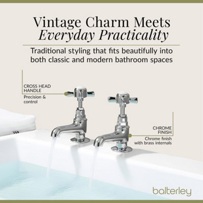 Balterley Hanchurch Traditional Crosshead Basin Taps - Chrome
