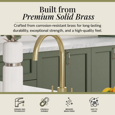 Balterley Lacerta Kitchen Mono Mixer Tap, High Curved Spout Dual Lever ...