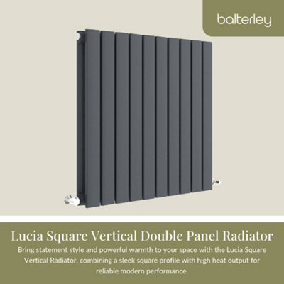 Balterley Lucia Square Horizontal Double Panel Radiator, 600mm x 586mm ...