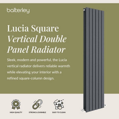 Balterley Lucia Square Vertical Double Panel Radiator, 1500mm x 354mm ...