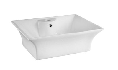 Balterley Modern Bathroom Rectangular Vessel Basin for Countertop, White Vitreous China, Contemporary Design, 496 mm