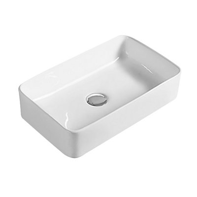 Balterley Nova Contemporary Rectangular Bathroom Countertop Basin, Soft Square Design, White, 465 mm