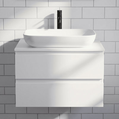 Balterley Nova Contemporary Rectangular Bathroom Countertop Basin, Soft Square Design, White, 520 mm