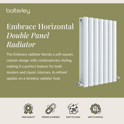 Balterley Pattingham Horizontal Double Panel Radiator, 600mm x 412mm ...