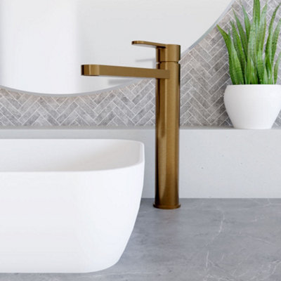 Balterley Pride Round High-Rise Mono Basin Mixer Tap - Brushed Bronze