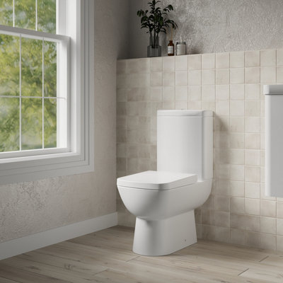 Balterley Semi Flush to Wall Close Coupled WC Toilet & Seat, Modern ...