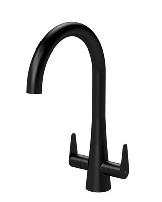 Balterley Situla Kitchen Mono Mixer Tap, 398mm Dual Lever Matt Black
