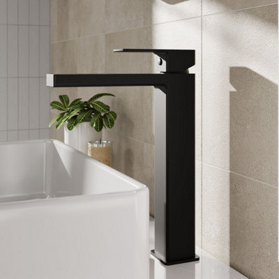 Balterley Square Tall Mono Basin Mixer Tap with High Rise Design - Matt ...