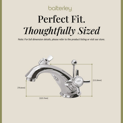Balterley Traditional Crosshead Luxury Basin Tap and Pop Up Waste - Chrome