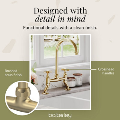 Balterley Traditional Kitchen Sink Bridge Mixer Tap - Brushed Brass ...