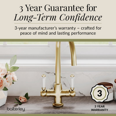 Balterley Traditional Kitchen Sink Mono Mixer Tap - Brushed Brass Lever ...