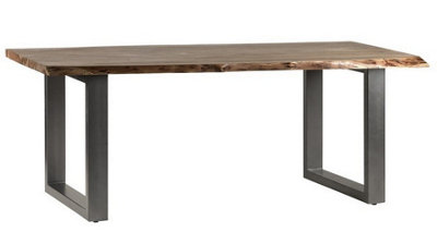Baltic Live Edge Dining Table - Metal/Acacia Solid Wood - L90 x W200 x H76 cm