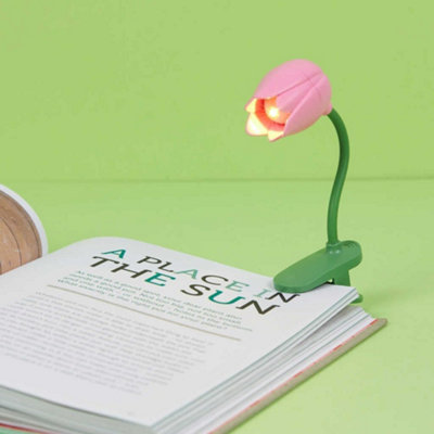Balvi Reading Light Tulip Pink Flexible Lamp with Tulip Shape Clip