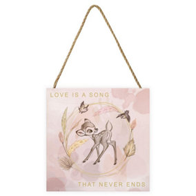 Bambi Love Is a Song Wooden Block Peach/Gold (20cm x 20cm x 2.7cm)