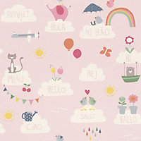 Bambino XVIII Hello Clouds Wallpaper Pink Rasch 249453
