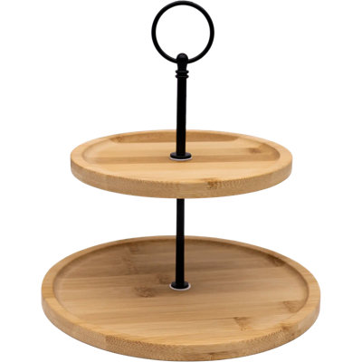 Bamboo 2-Tier Cake Stand Pastry Display