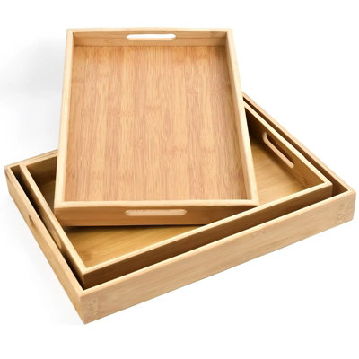 Bamboo 3-Piece Serving Tray Set