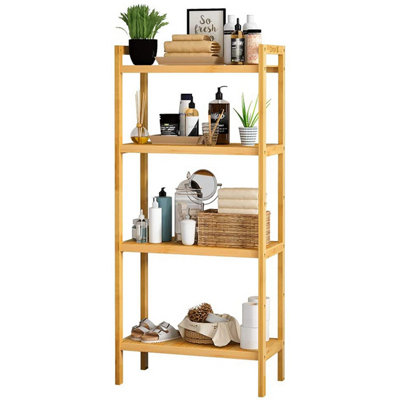 Bamboo 4-Tier Freestanding Bookshelf with Simplified Shelving