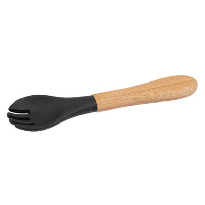 Bamboo Baby Weaning Fork with Silicone Tip - Black