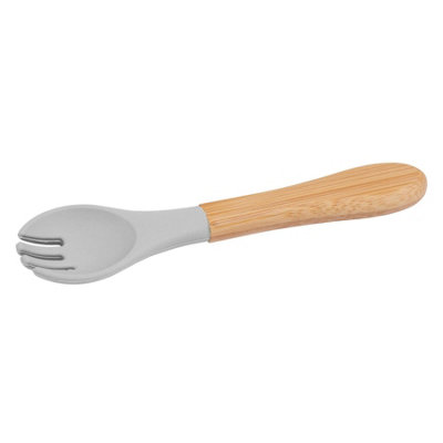 Bamboo Baby Weaning Fork with Silicone Tip - Grey