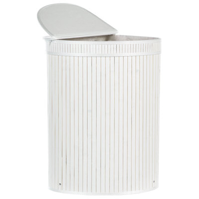 Bamboo Basket with Lid White BADULLA
