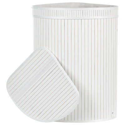 Bamboo Basket with Lid White BADULLA