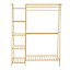 Bamboo Bedroom Garment Open Clothes Rack with Storage Shelf, Hanging Rail and Side Hooks Natural Colour