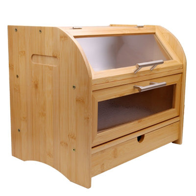 Bamboo Bread Bin 3 Compartment Holder