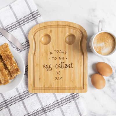 Bamboo Breakfast Egg  and toast serving Board