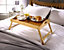 Bamboo Breakfast in Bed Tray - 48cm Wooden Butlers Serving Lap Tray with Handles and Foldable Legs