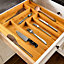 Bamboo Cutlery Tray Expandable Drawer Organiser Storage Compartment Utensil