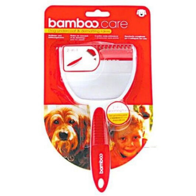 Rastrello Dematting Per Cani E Gatti In Bambù | Lame Seghettate Acciaio Inox | Spazzola Per Peli Medi E Lunghi - 2
