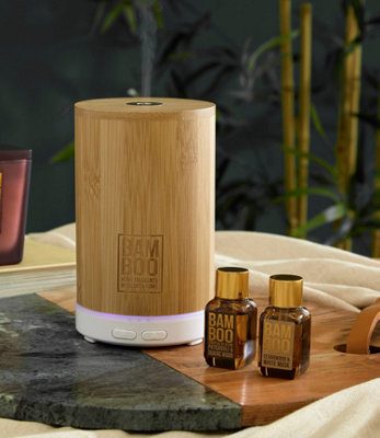 Bamboo Electric Essential Oil Aroma Diffuser - USB Powered with LED ...