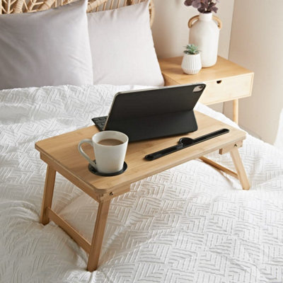 Bamboo Folding Laptop Table, Multipurpose Portable Lap Tray and Standing Desk