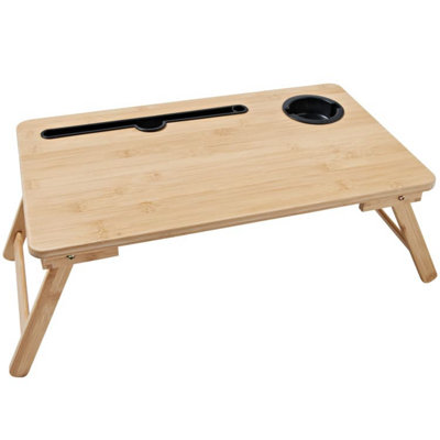 Bamboo Folding Laptop Table, Multipurpose Portable Lap Tray and Standing Desk