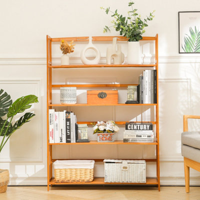 Bamboo Freestanding Bookshelf Storage Rack for Office and Study Room