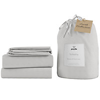 Bamboo & French Linen Complete Bedding Set Coconut White UK Double