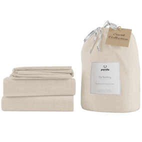 Bamboo & French Linen Complete Bedding Set Natural UK Double