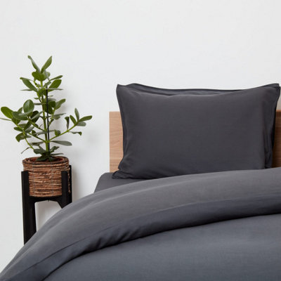 Bamboo & French Linen Complete Bedding Set Slate Grey UK Single