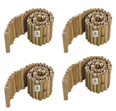 Bamboo Garden Lawn Edging Flexible Border H(150mm) Set of 4