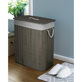 Bamboo Grey Laundry Hamper with Divider
